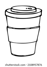 Cute taza de té o café ilustrado aislado en un fondo blanco. Sencillo clip de taza. Acogedor doodle casero. 