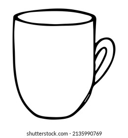 Cute Tasse Tee oder Kaffeemaschine einzeln auf weißem Hintergrund. Einfache Schlammklammer Kunst. Gemütliche Hausdoodle. 