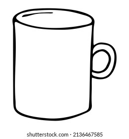 Cute cup of tea or coffee illustration isolated on a white background. Simple mug clipart. Cozy home doodle. 