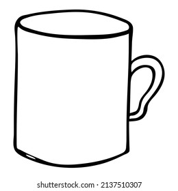 Cute Tasse Tee oder Kaffeemaschine einzeln auf weißem Hintergrund. Einfache Schnörkel-Clipkunst. Gemütliches Hausdach. 