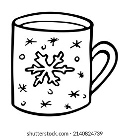 Cute cup of tea or coffee illustration isolated on a white background. Simple mug clipart. Cozy home doodle.