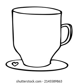 Cute cup of tea or coffee illustration isolated on a white background. Simple mug clipart. Cozy home doodle.