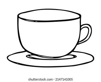 Cute taza de té o café ilustrado aislado en un fondo blanco. Simple clíparte de la taza. Cómodo garabato casero.