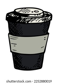 Cute cup of tea or coffee illustration. Simple cup clipart. Cozy home doodle