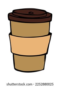 Cute cup of tea or coffee illustration. Simple cup clipart. Cozy home doodle