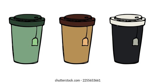 Cute cup of tea or coffee illustration. Simple cup clipart. Cozy home doodle set