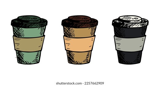 Cute cup of tea or coffee illustration. Simple cup clipart. Cozy home doodle set