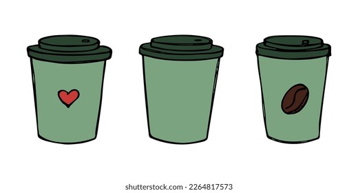 Cute cup of tea or coffee illustration. Simple cup clipart. Cozy home doodle set