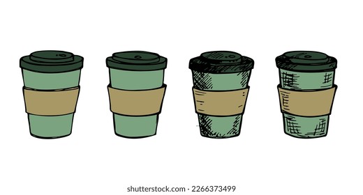 Cute cup of tea or coffee illustration. Simple cup clipart. Cozy home doodle set