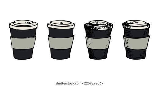 Cute cup of tea or coffee illustration. Simple cup clipart. Cozy home doodle set