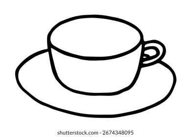 Cute cup of tea or coffee illustration Simple mug clipart Cozy home doodle Single element for design