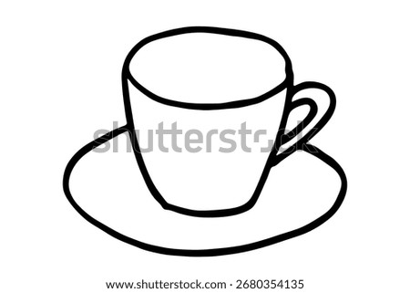 Cute cup of tea or coffee illustration Simple mug clipart Cozy home doodle Single element for design