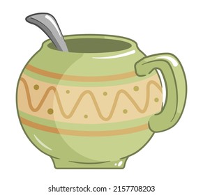 Cute cup with tea or coffee on a white background. isolated object