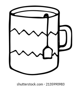 Cute cup of tea illustration isolated on a white background. Simple mug clipart. Cozy home doodle.