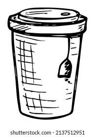 Ilustración de una taza de té lindo aislada en un fondo blanco. Sencillo clipart. Cómodo garabato casero. 