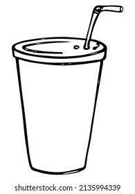 Cute cup of water, milkshake, juice or soda. Drink illustration isolated on a white background. Simple cocktail clipart.