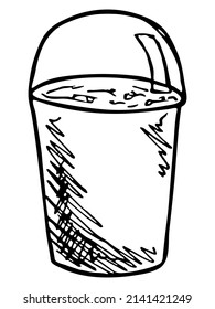 Cute cup of water, milkshake, juice or soda. Drink illustration isolated on a white background. Simple cocktail clipart.