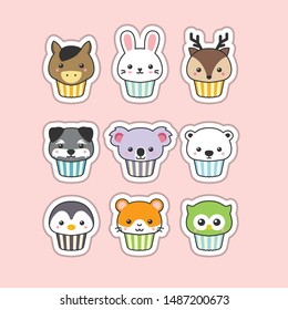 cute cupcake animal character design