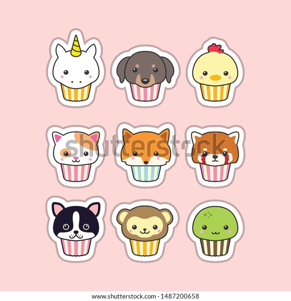 Diseño De Personajes De Animales Adorables Para Cupcake