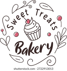 Ilustración vectorial linda del logotipo de la panadería de la magdalena