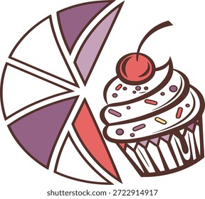 Ilustración vectorial linda del logotipo de la panadería de la magdalena