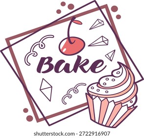 Ilustración vectorial linda del logotipo de la panadería de la magdalena