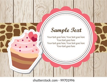 Cute cupcake card with giraffe print