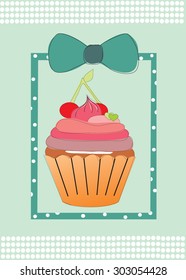 cute cupcake card, vector illustration