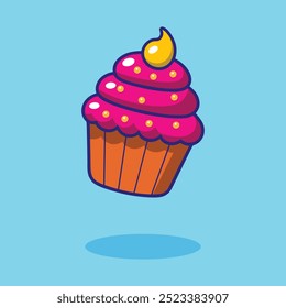 Cute Cupcake Cartoon Vector Design
