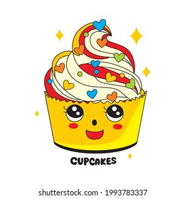 cute cupcake cartoon vector illustration