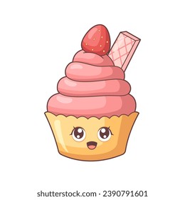 Cute Cupcake Character Design Illustration