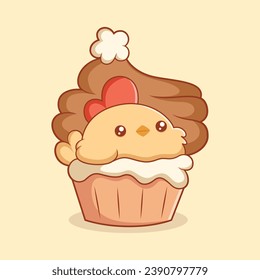 Cute Cupcake Character Design Illustration