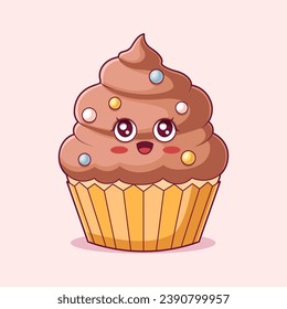 Cute Cupcake Character Design Illustration