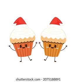 Cute Cupcake character design. Cupcake on white background.