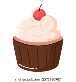 Cute cupcake with cherry topping