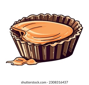 cute cupcake with chocolate icing isolated