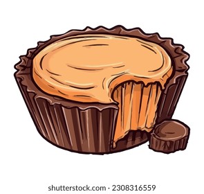 Cute cupcake with chocolate icing isolated