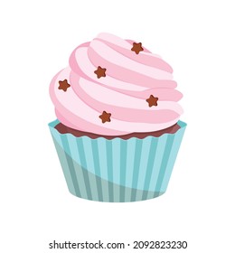 Cute cupcake with chocolate stars.