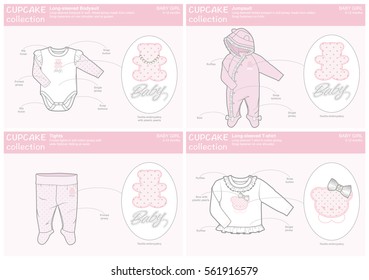 Cute cupcake collection for baby girls