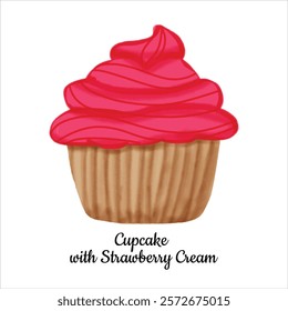 Cute Cupcake Crayon or watercolor painting for Valentine's day