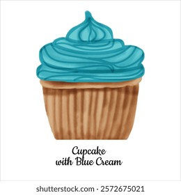 Cute Cupcake Crayon or watercolor painting for Valentine's day