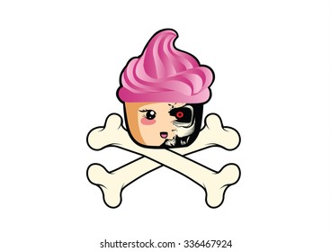 Cute Cupcake with crossbones