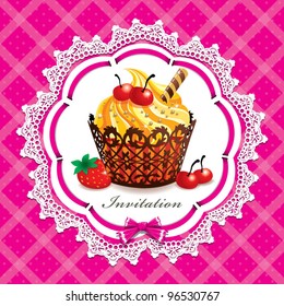 Cute cupcake design with lace (X)