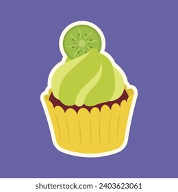 Cute Cupcake designs decoration fruit. Simple colorful vector cupcakes designs for holiday, celebration, party