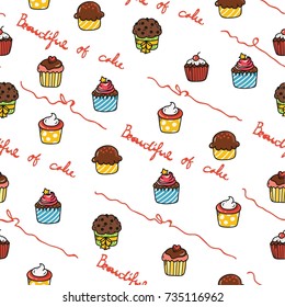 cute cupcake doodle background seamless background
