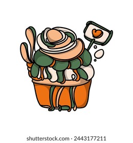 Cute Cupcake Doodle Sticker Perfect for Decorating Planners and Journals