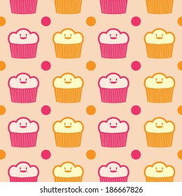 cute cupcake and dots pattern