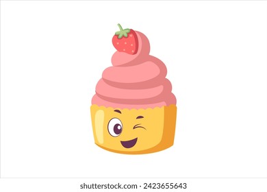 Cute Cupcake Funny Flat Sticker Design