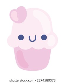 cute cupcake with heart doodle isolated icon