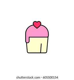 Cute cupcake with heart on the top. 